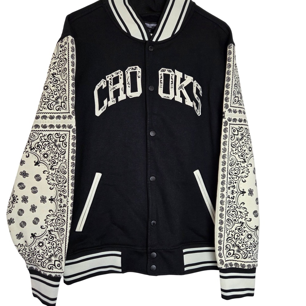Crooks & Castles Varsity Jacket Bandana Paisley Bomber Streetwear Large